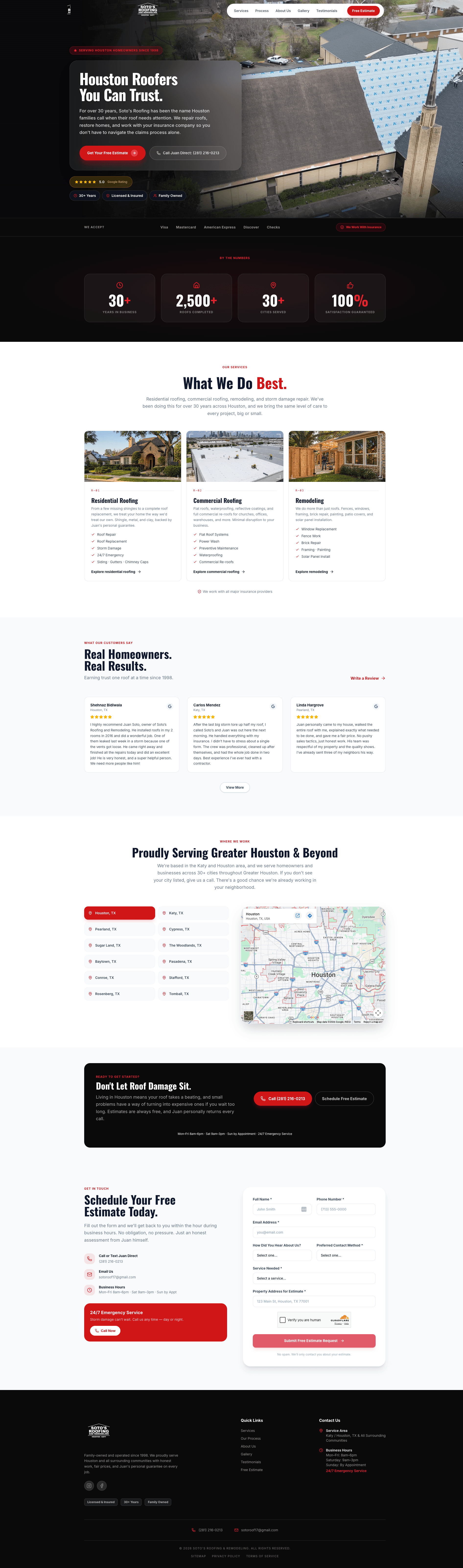 Soto's Roofing website